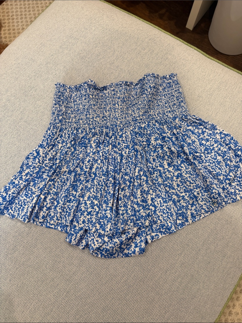 Blue Floral Smocked Waist Women’s Skort